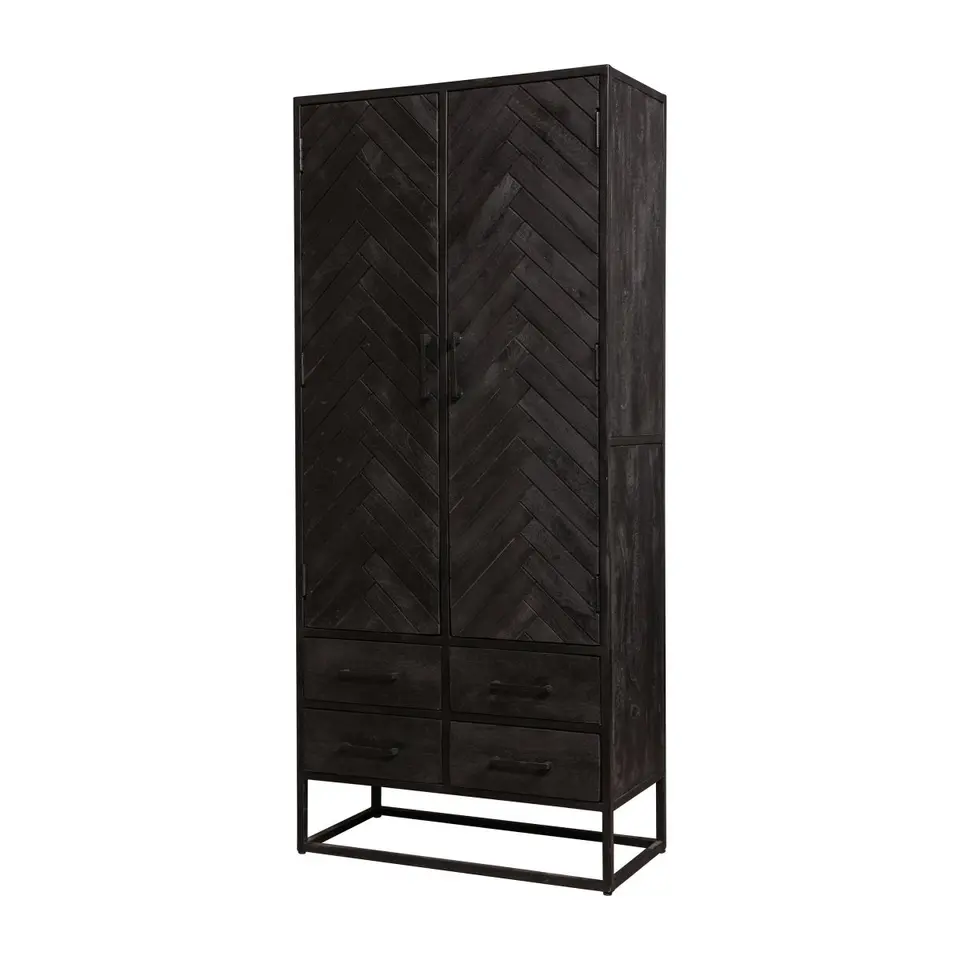Mangohoutonline - Kast Toronto Black 80cm Rechthoekig - Zwart - Mahom
