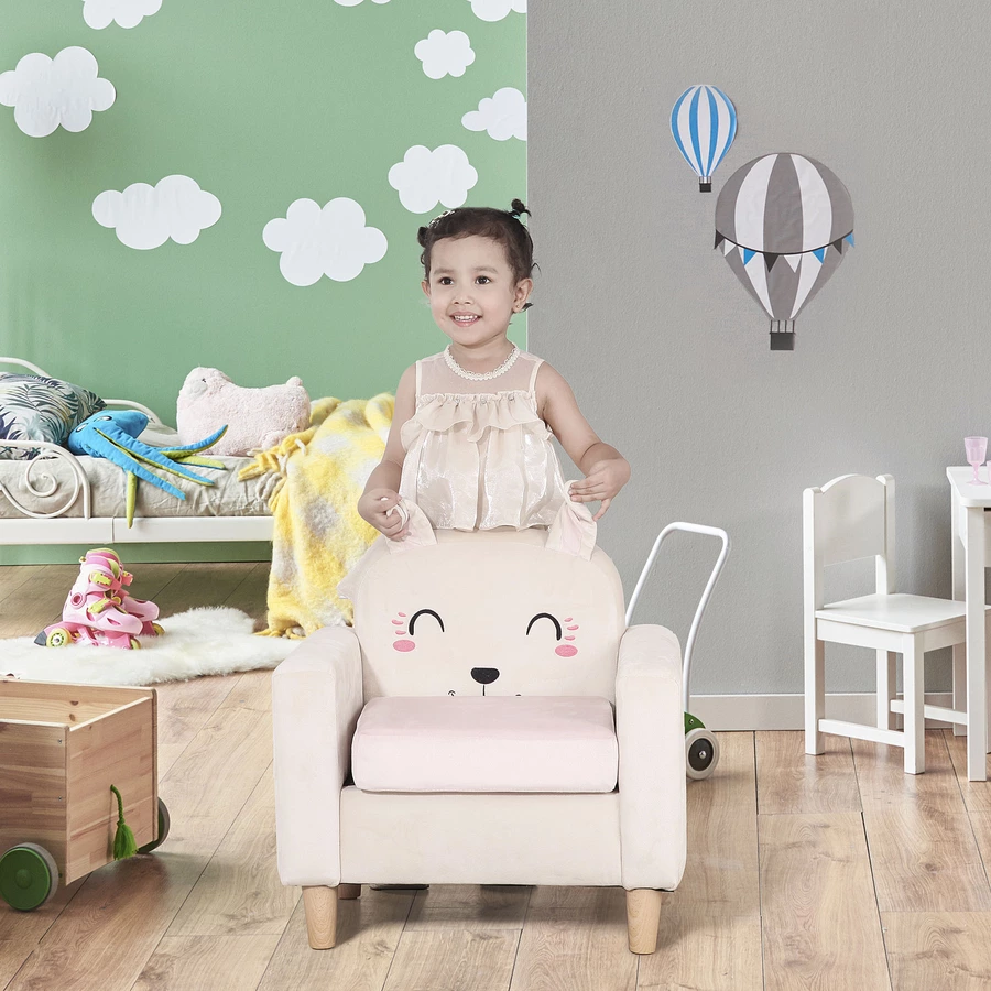 HOMCOM Kindersessel mit Armlehne weiß