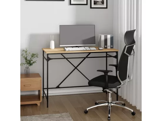 Bureau chêne sonoma 100x50x75 cm bois d'ingénierie et fer