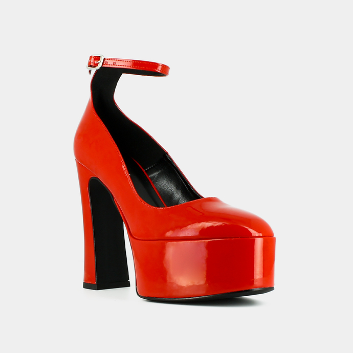 Babies à talons  en matière rouge vegan