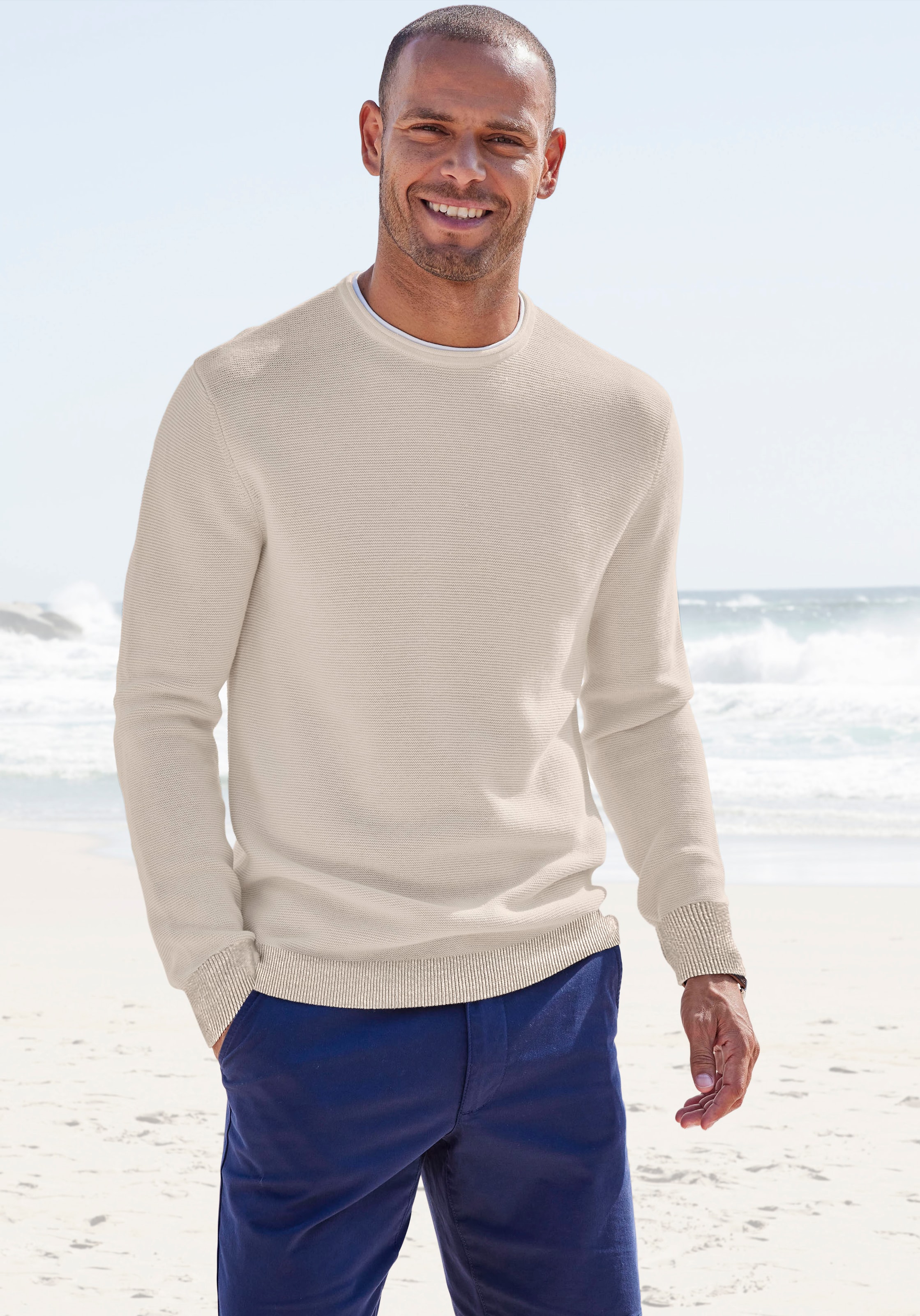 AUTHENTIC LE JOGGER Strickpullover , mit Double-Layer Optik, Pullover aus reiner Baumwolle