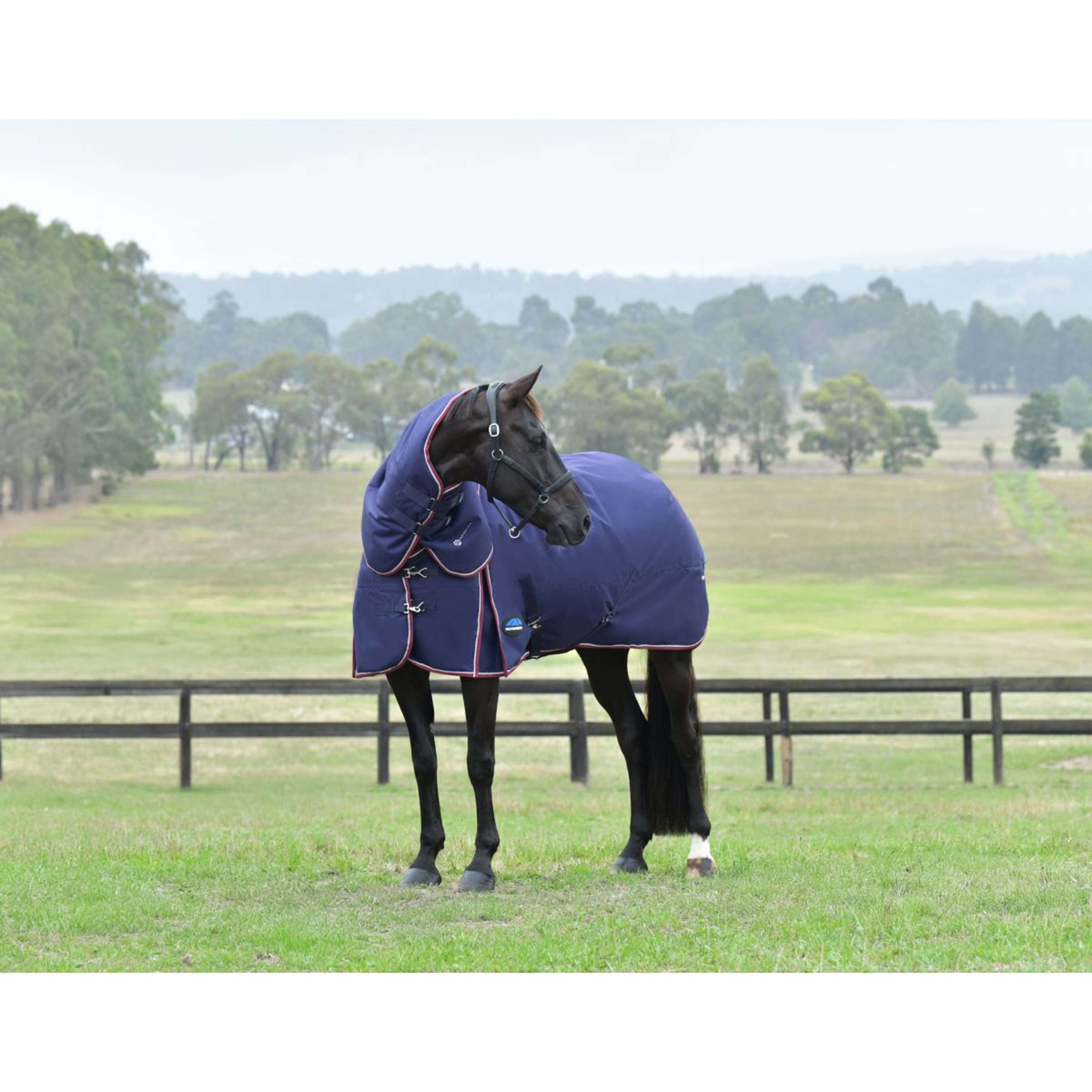 WeatherBeeta ComFiTec Essential Turnout Detach-A-Neck 220g Navy/Burgun