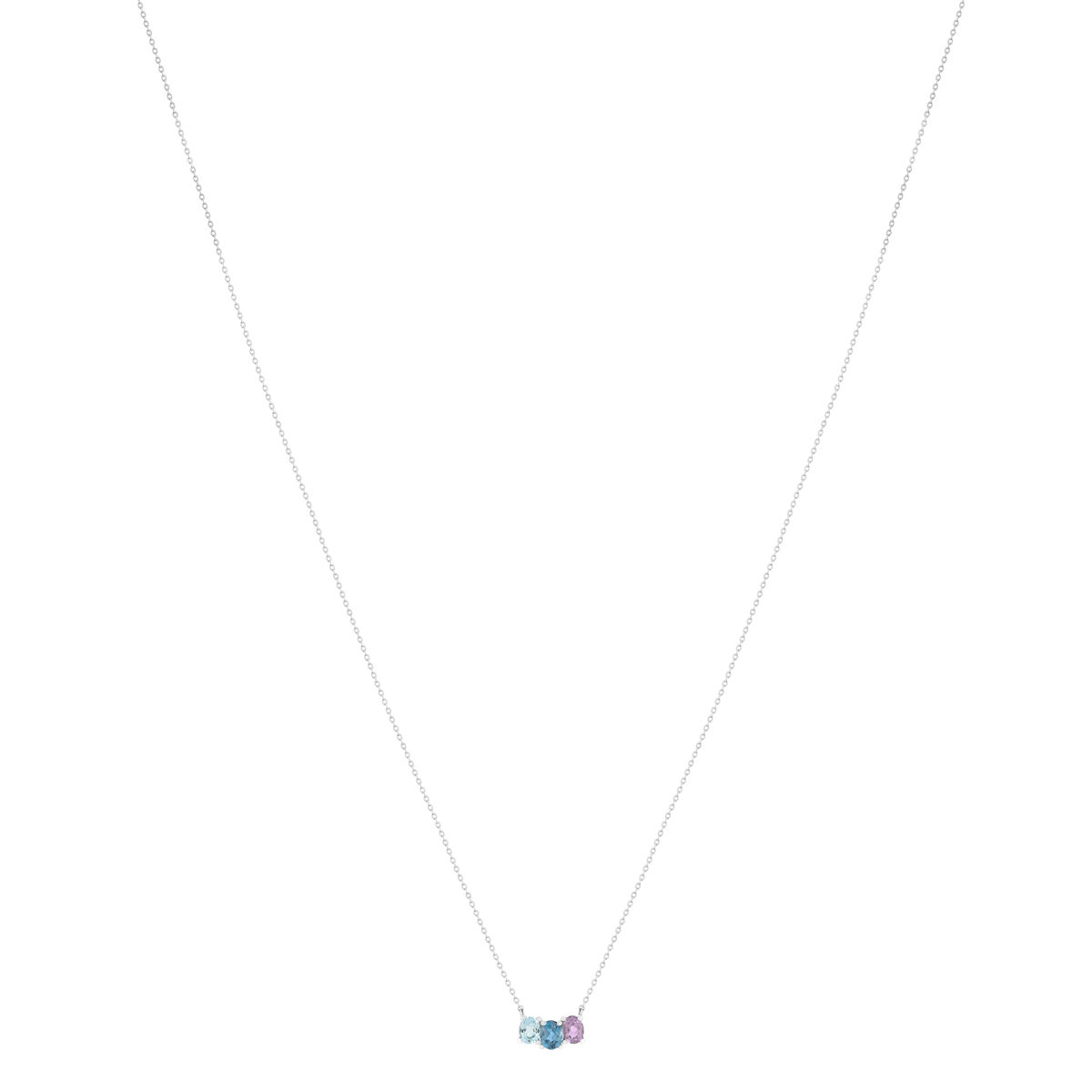 Collier or 375 blanc pierres fines 43 cm