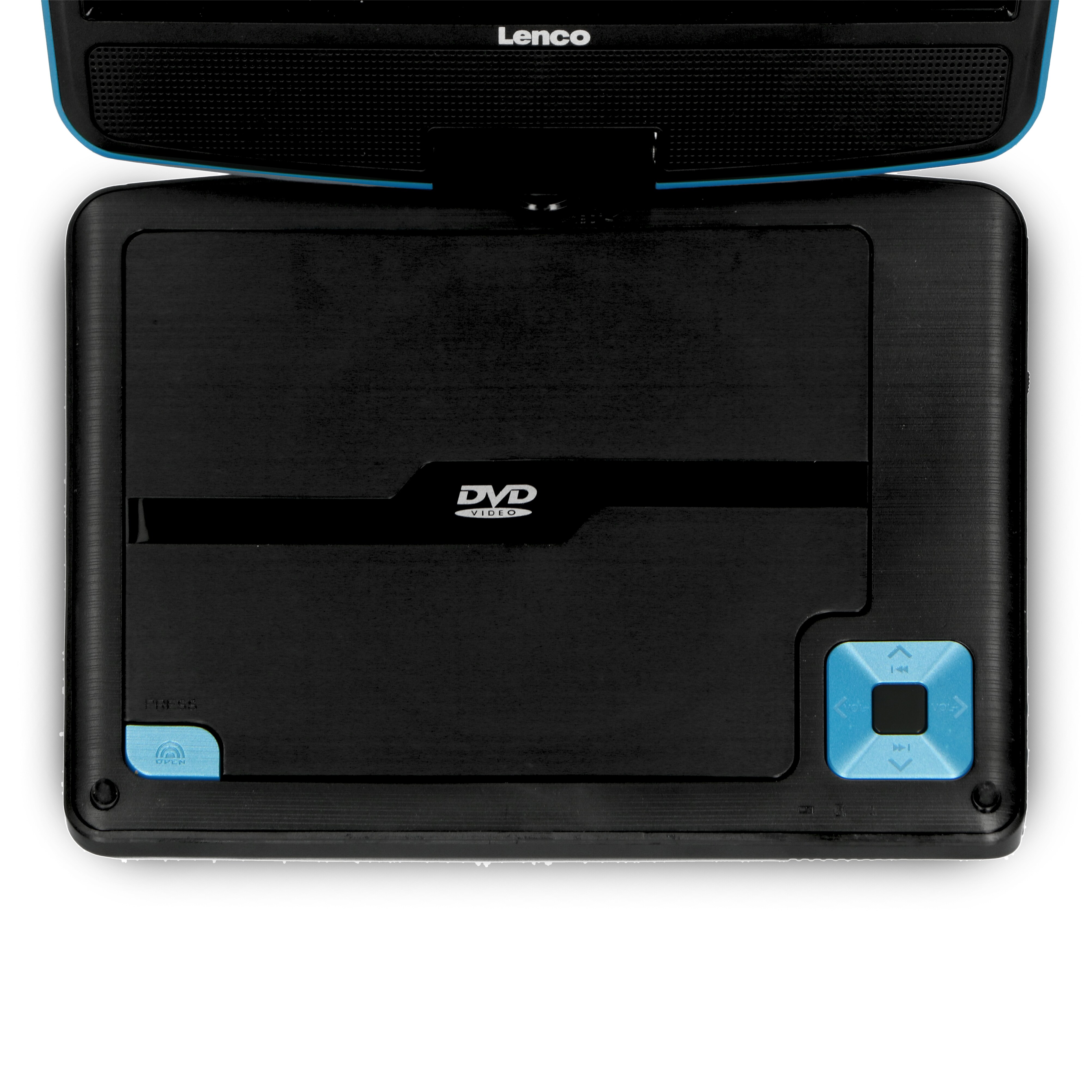 Lenco DVP-910BU - 9 Zoll tragbarer DVD-Spieler mit Kopfhörer und Kopfstützenbefestigung - integrierter Akku - USB-Eingang - Blau/Schwarz