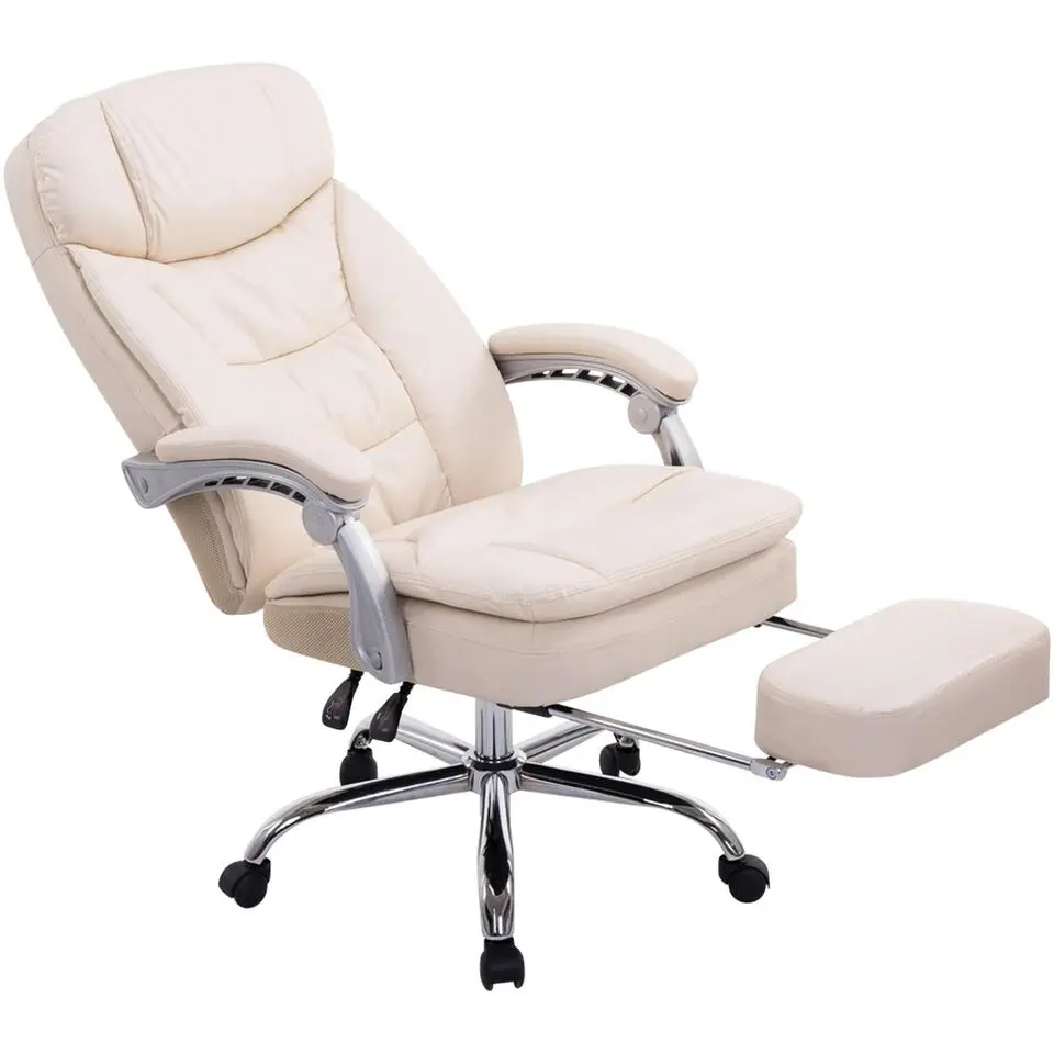 CLP Bureaustoel XL Troy chroom Frame - Kunstleer - creme
