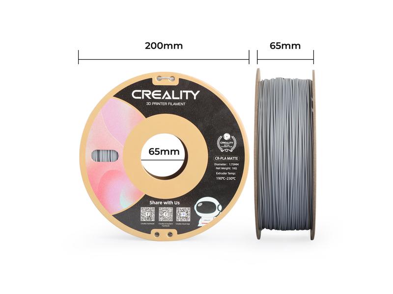 Creality Filament PLA, Mattgrau, 1.75 mm, 1 kg 1.75 mm PLA Filament für 3D Drucker
