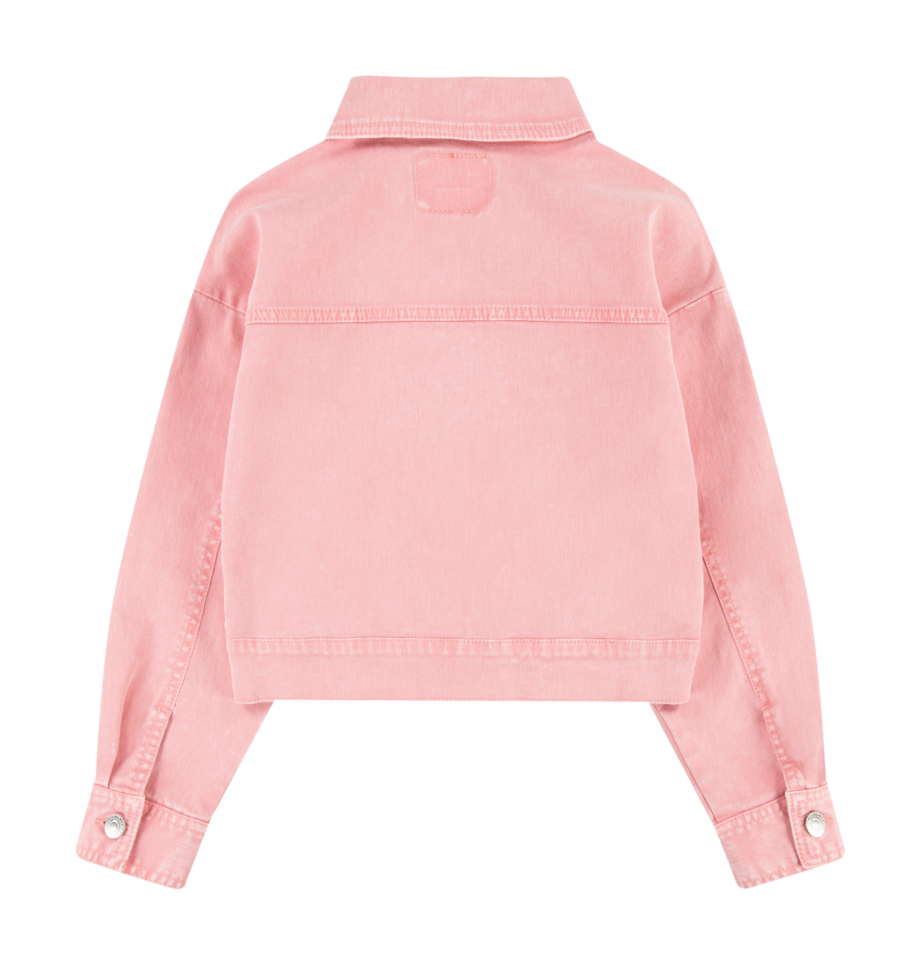 Veste courte en denim de coton mélangé | Rose