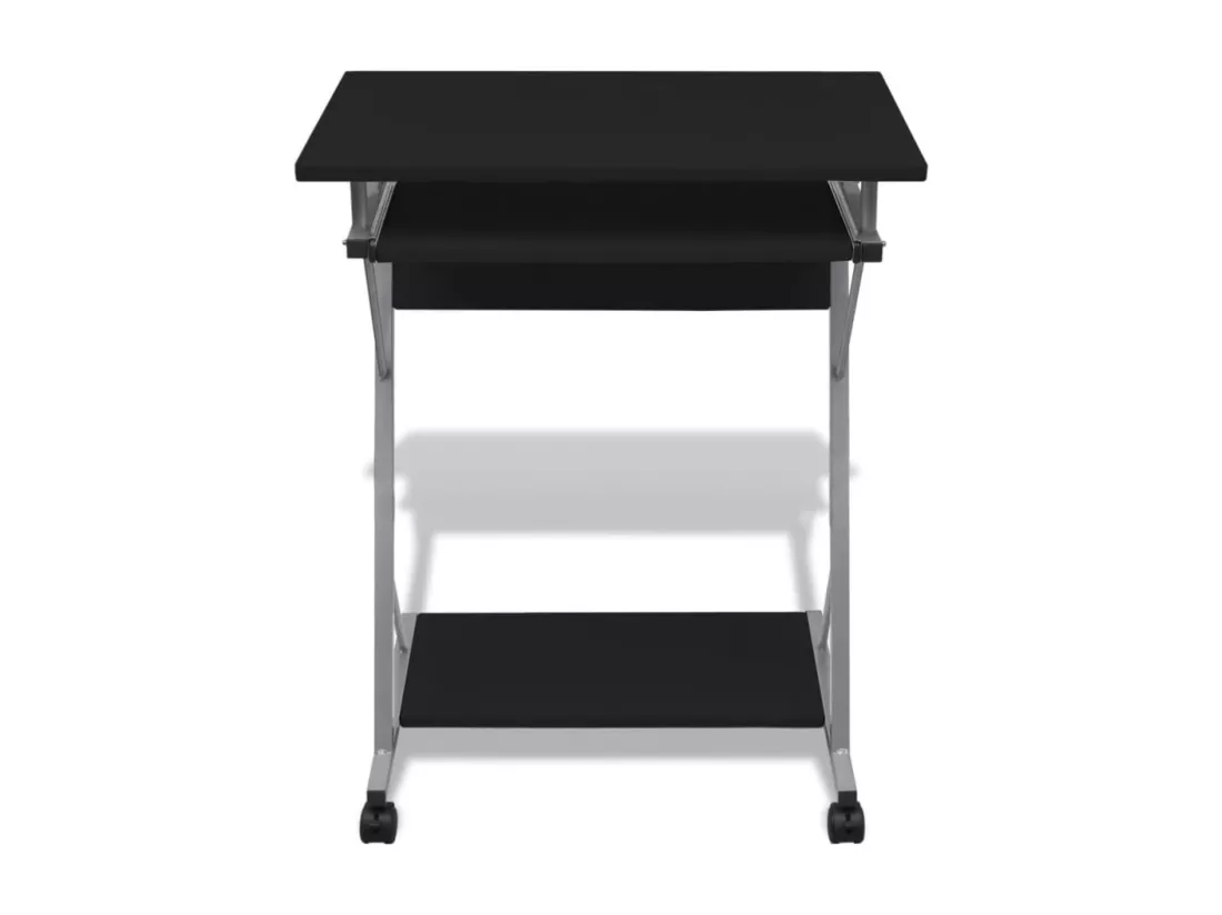 Bureau d'ordinateur compact avec plateau à clavier Noir