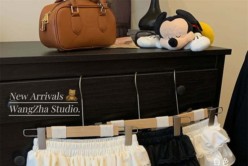 ZENME - Balletcore elastische taille effen gelaagde fluwelen mini A-lijn rok met kantafwerking