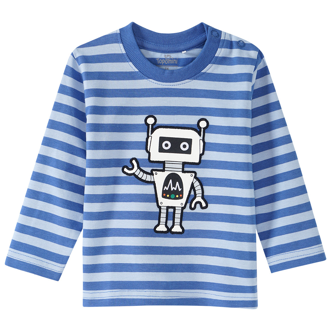 Topomini Baby Langarmshirt mit Blockstreifen blau / hellblau