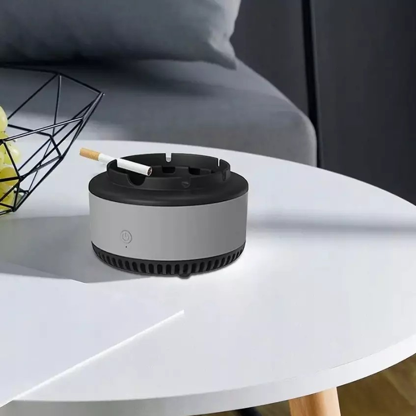 (Ø13.5cm) Elektrischer Aschenbecher Home Deko Rauchloser Aschenbecher mit Duft / Luftreinigung (Batteriebetrieben) - Schwarz / Weiss