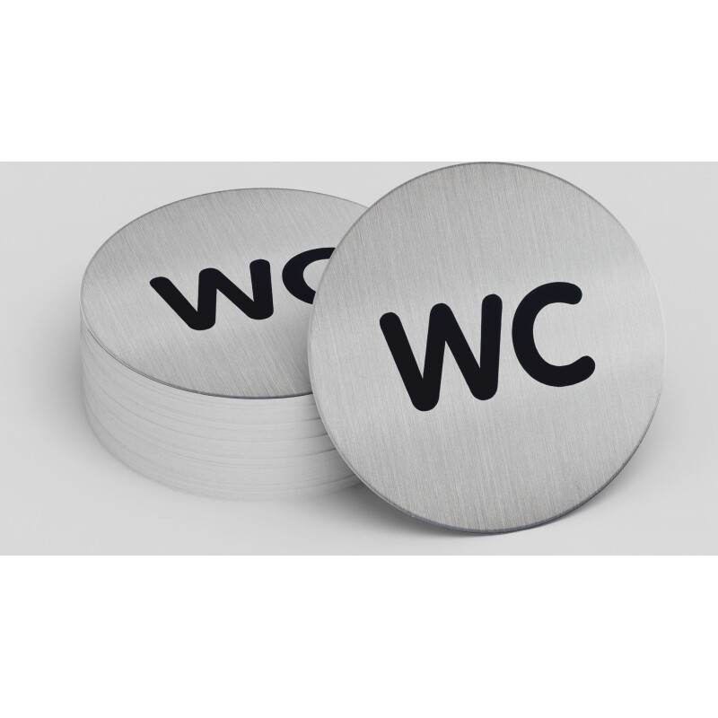 Plaque de porte ronde WC ALu brossé - 83 mm