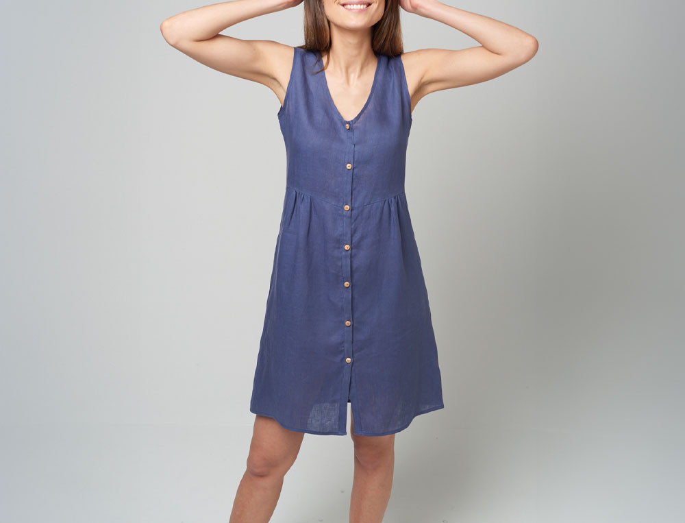 Robe bleue-Jour de plage