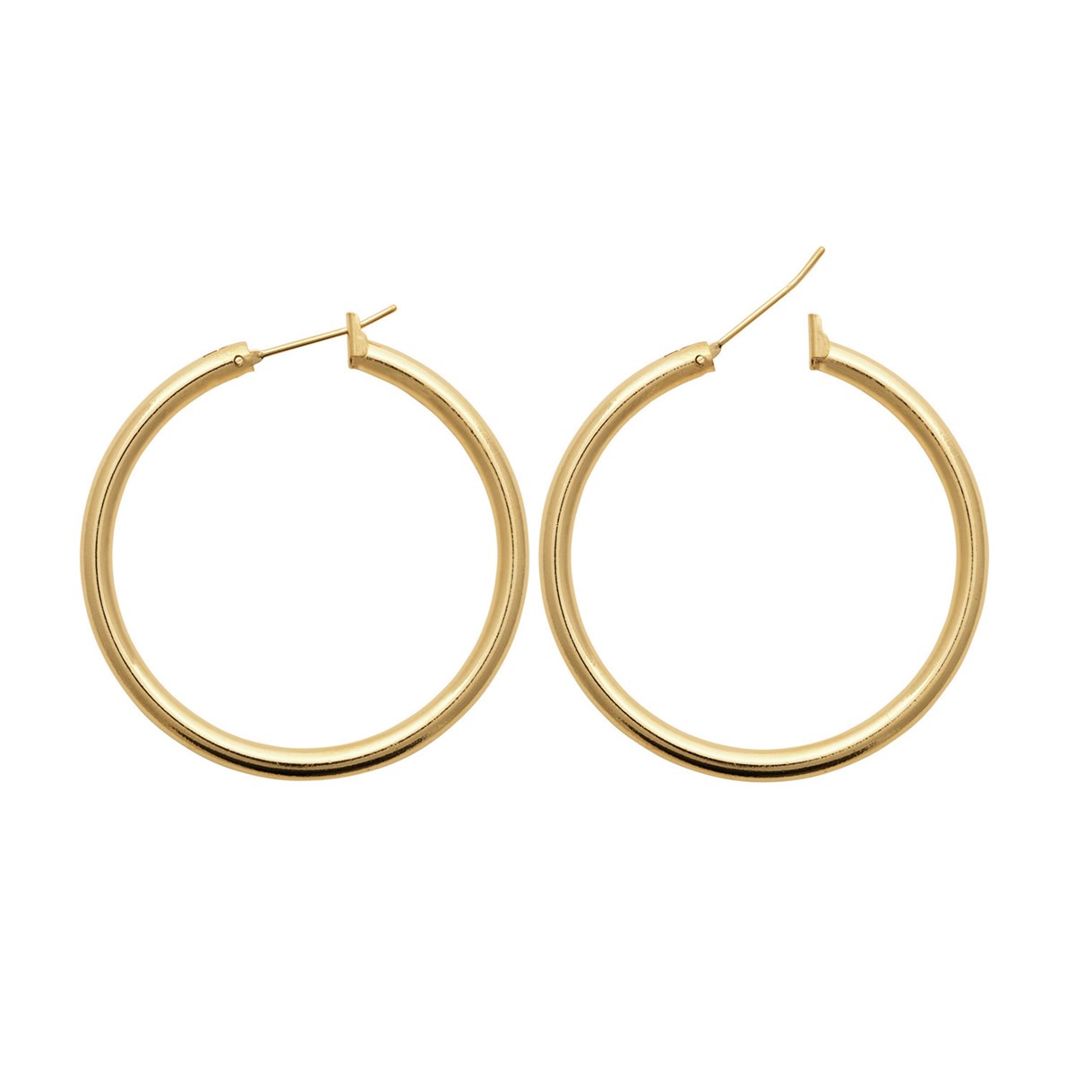 Créoles Brillaxis plaqué or fil rond 3 mmDiamètre 40 mm
