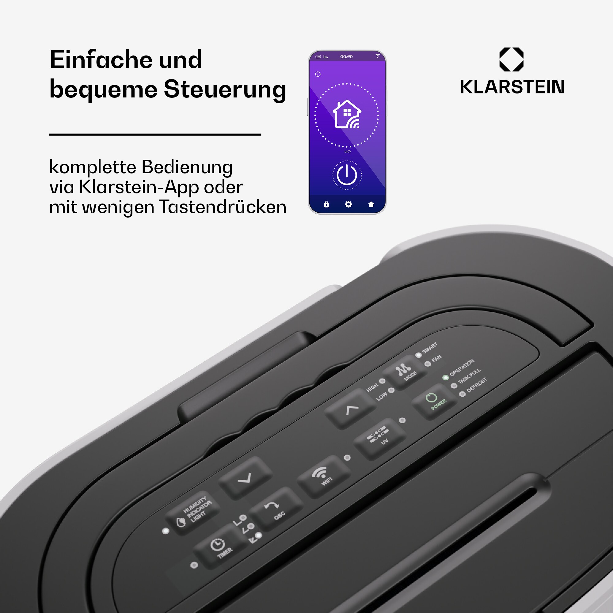 DryFy Pro Connect 20 Luftentfeuchter WiFi Kompression 20l/d 20-30m² Weiß