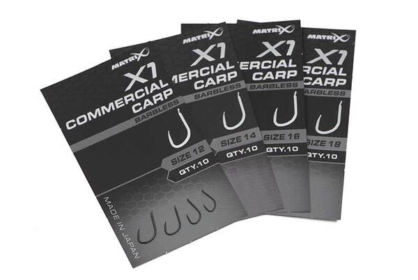 Hameçons Sans Ardillon Matrix X1 Commercial Carp – 10 Pièces