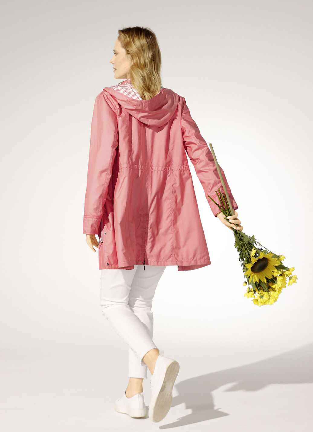 Longjacke mit abnehmbarer Kapuze