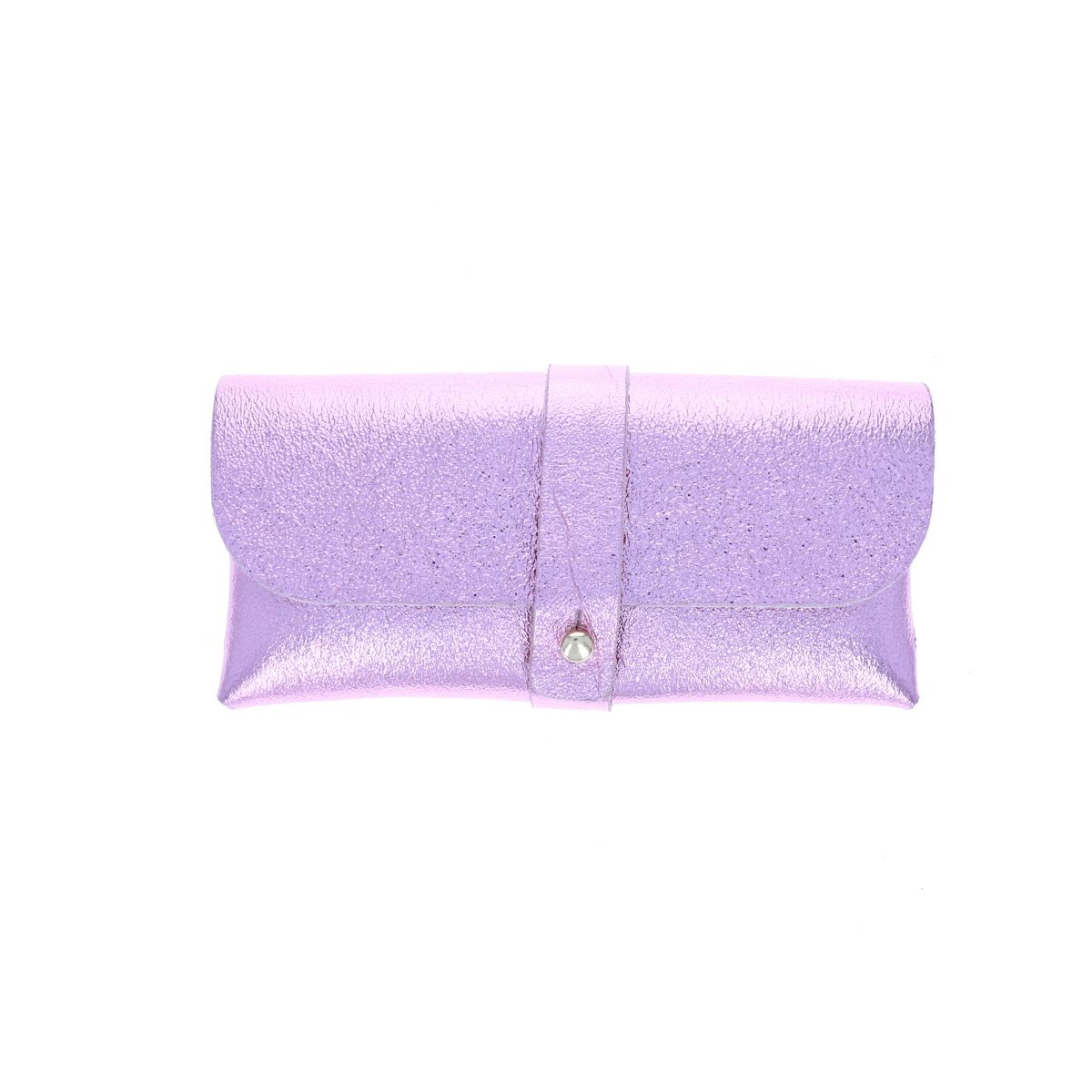 Etui à lunettes cuir irisé rose pâle Maison Suzanne
