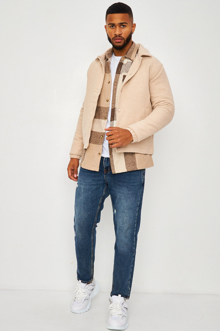Veste beige col à rabats