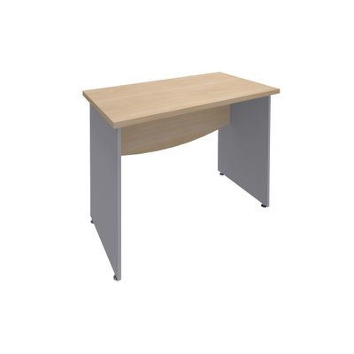Bureau droit DUAL - L80 - Pieds Alu - plateau imitation Chêne clair