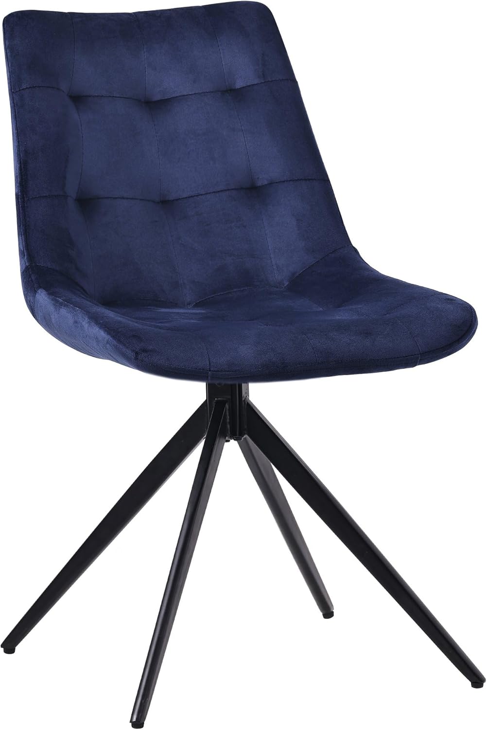 CLP Esszimmerstuhl Merna I Küchenstuhl gepolstert und schwenkbar I Polsterstuhl mit Rückenlehne, Farbe:dunkelblau, Material:Samt