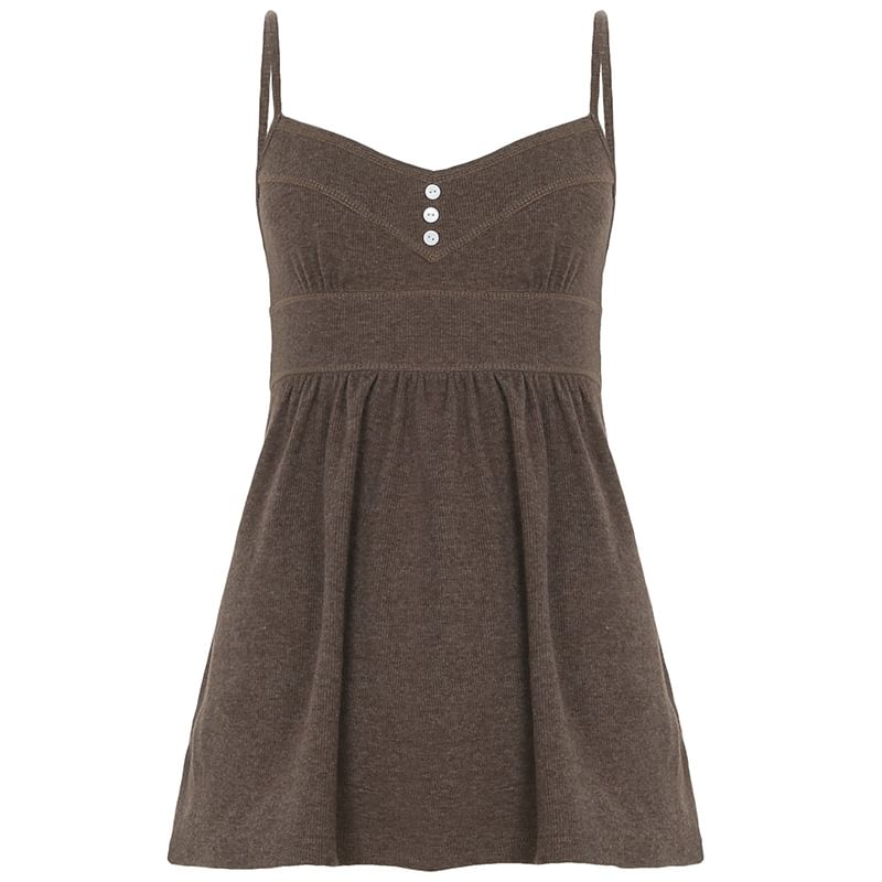 Honet - V-hals, A-lijn camisole top met knoopdetail en open rug
