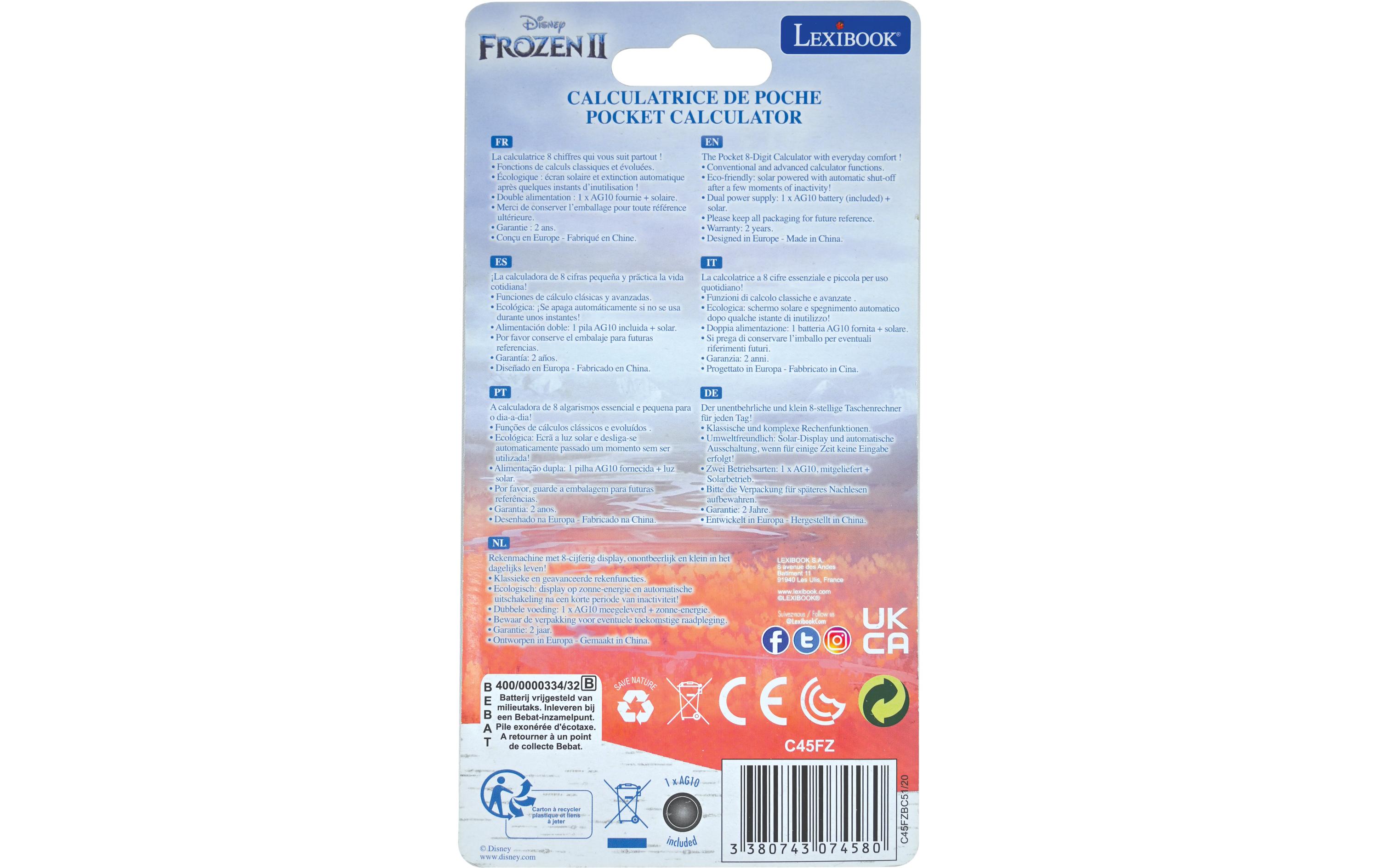 Taschenrechner Die Schneekönigin8-stelliger Taschenrechner Frozen mit Schutzabdeckung