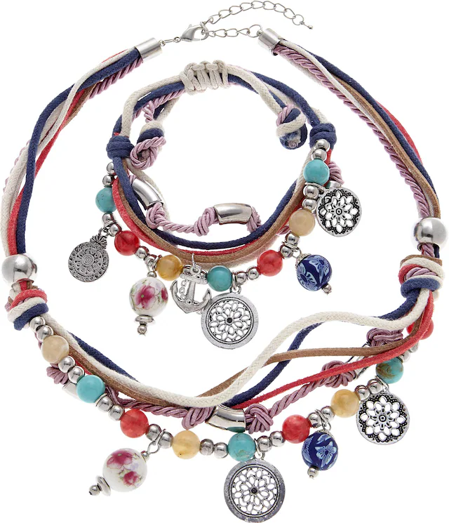 LASCANA Schmuckset »Bettlerarmband  und Halsketten Set« ()  Mit vielen kleinen Anhängern