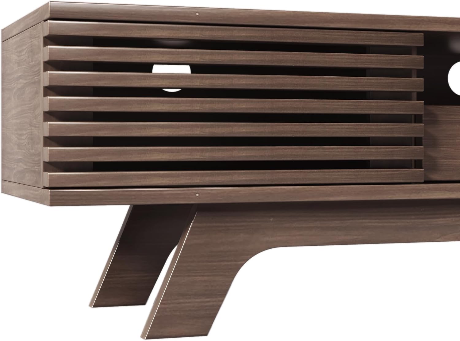 Merax TV Schrank, TV Lowboard mit 1 Schublade, 2 Türen, offenen Fächern und Kabeldurchführung, für Fernseher und Multimedia-Geräte, Holzfarbe, 150x35x44 cm