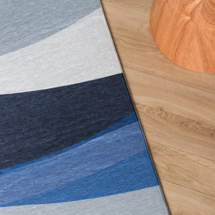 Geometrisch vloerkleed - Swing Waves Blauw