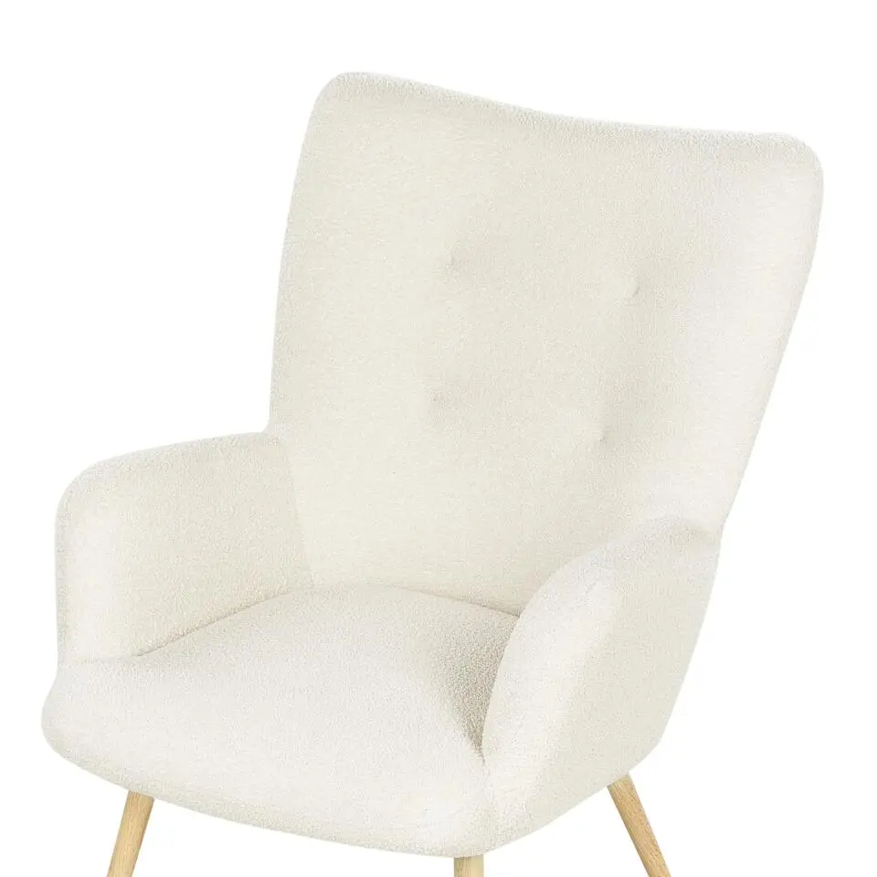 VEJLE II- Fauteuil met hocker - Wit - Bouclé