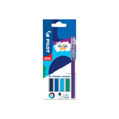 Pilot FriXion Ball Stick - 6 Rollers effaçables - couleurs froides assorties