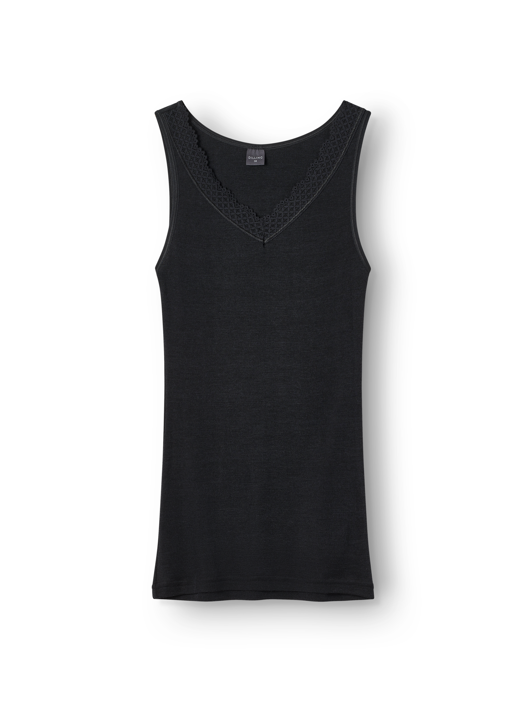 Tanktop met kanten rand van merinowol/zijde voor dames