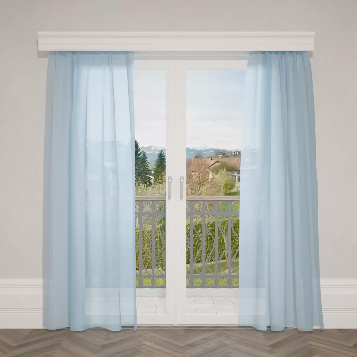 Tagvorhang Mosseline uni Hellblau