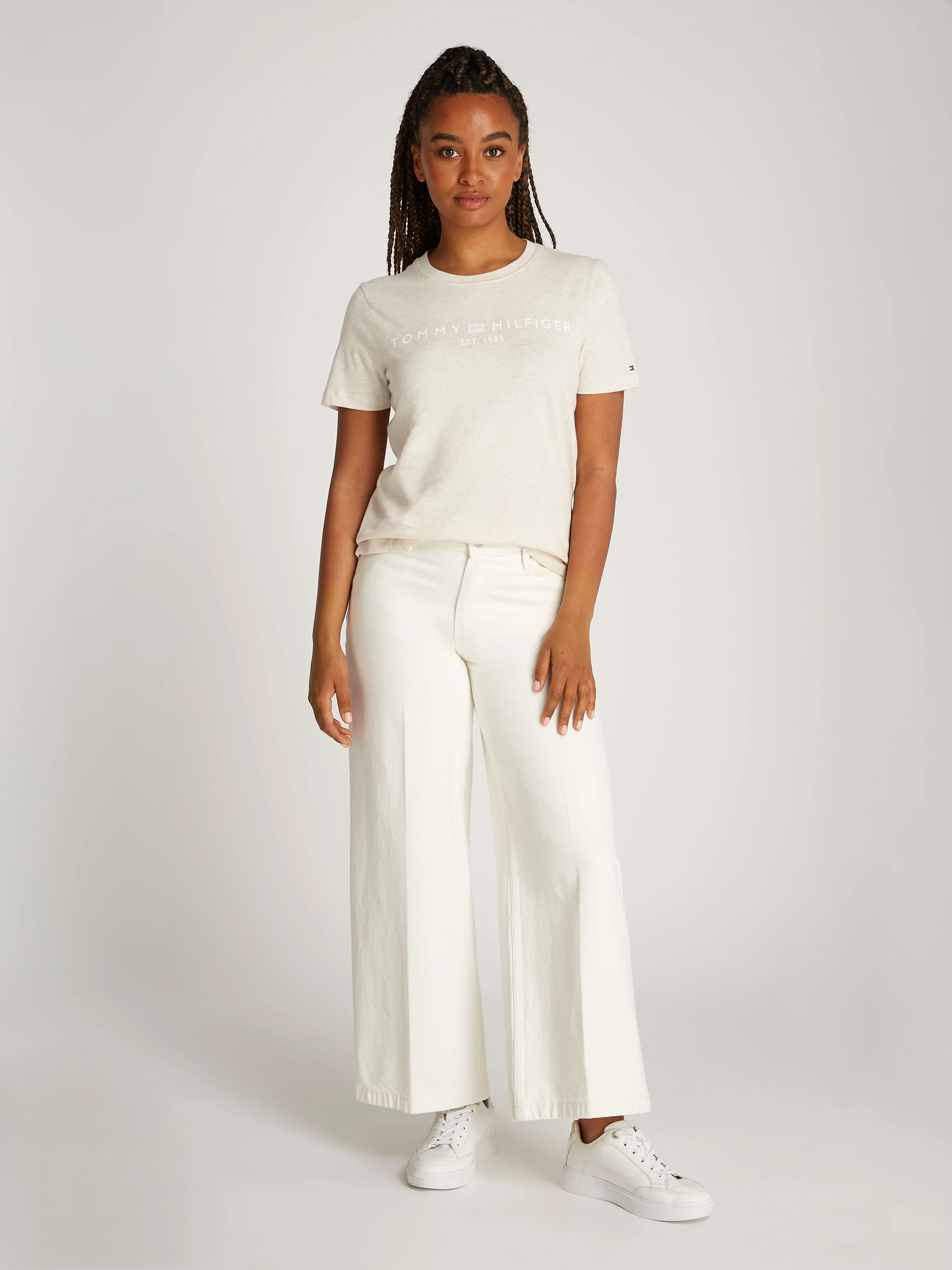 Tee-shirt droit encolure ronde en coton | Marron