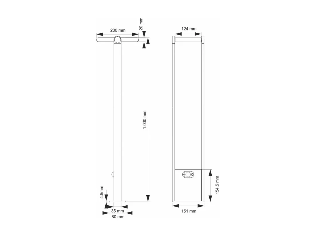 POPA Spot à énergie solaire noir 100 cm 4000K Luminaire de jardin Beneito Faure