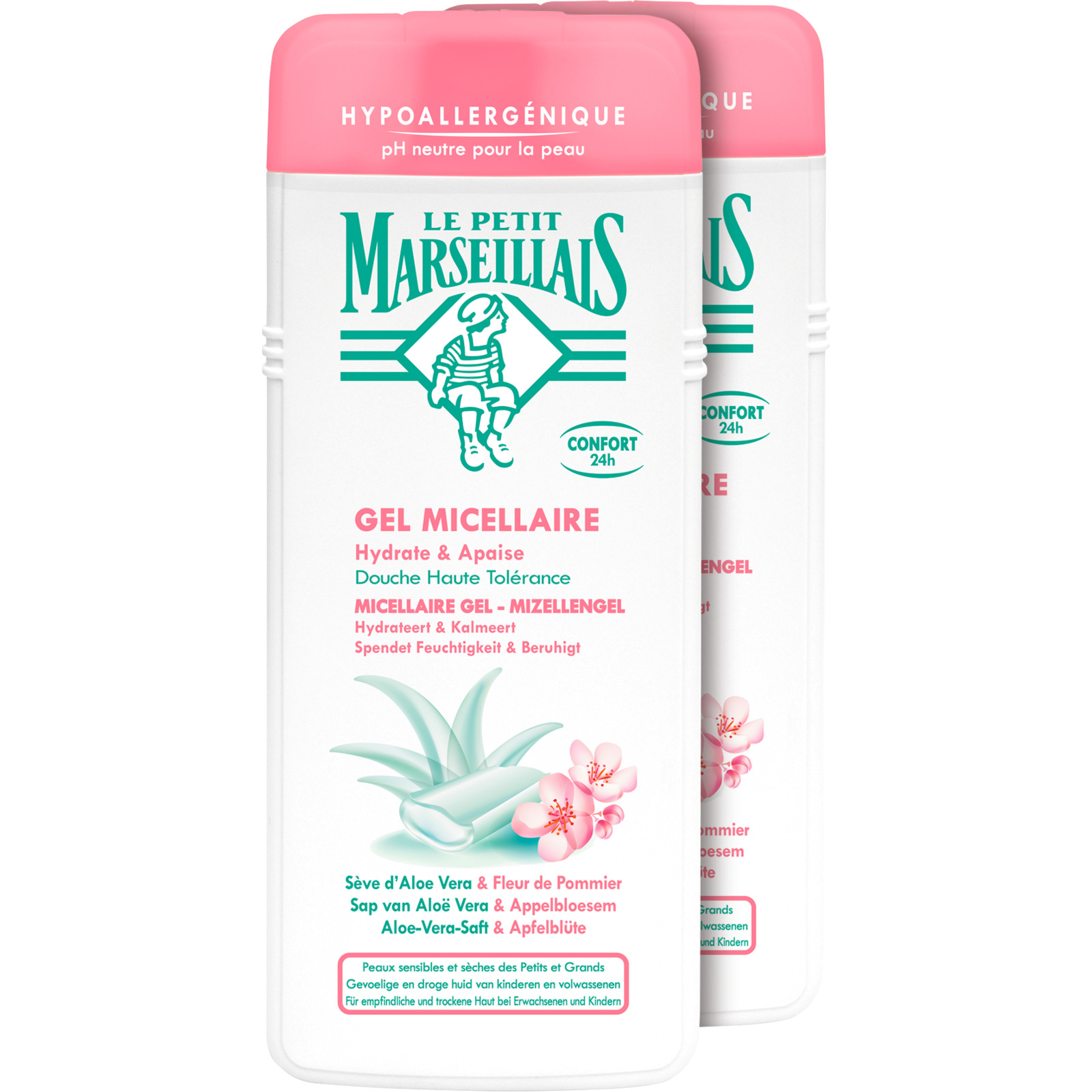 Le Petit Marseillais Mizellen-Duschgel Aloe-Vera-Saft & Apfelblüte 2 x 400 ml