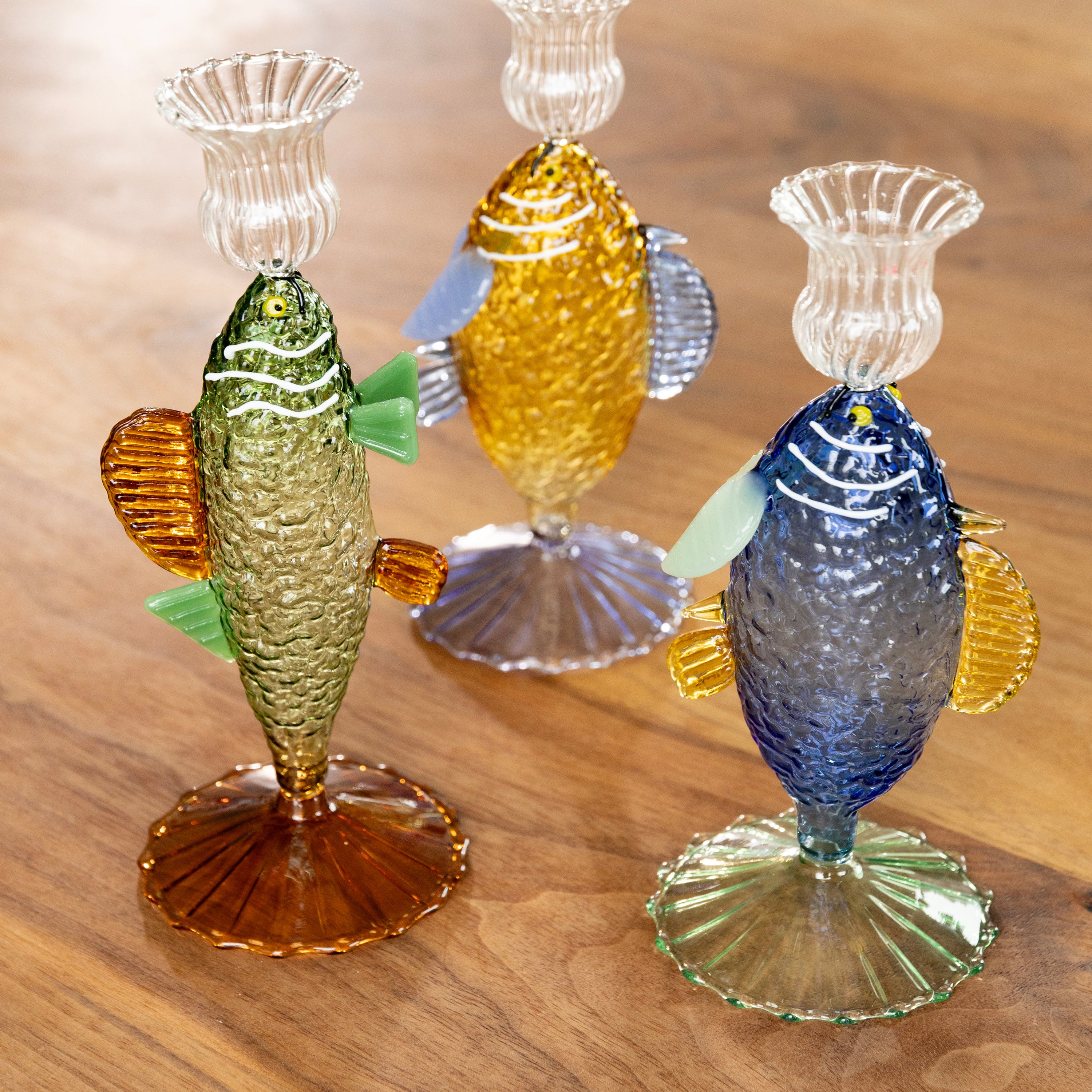 &k amsterdam Fish Kandelaar - Blauw