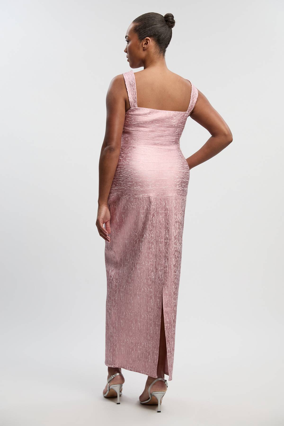 KarenMillen Robe Maxi Grande Taille en Maille Métallisée à Bretelles Moulante
