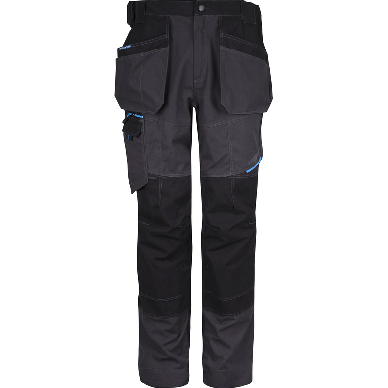 Portwest WX3 stretch werkbroek met holsterzakken + gratis kniestukken 60 grijs/zwart*