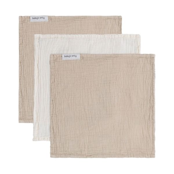 Baby's Only Tender Monddoekje - 3-Pack - 30x30 cm - Beige / Linen