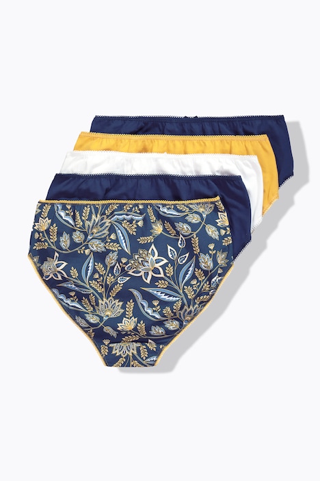 Midislips, 5er-Pack, Paisley/einfarbig