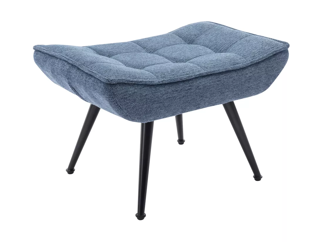 Fauteuil avec repose-pied en tissu bleu MARACAO