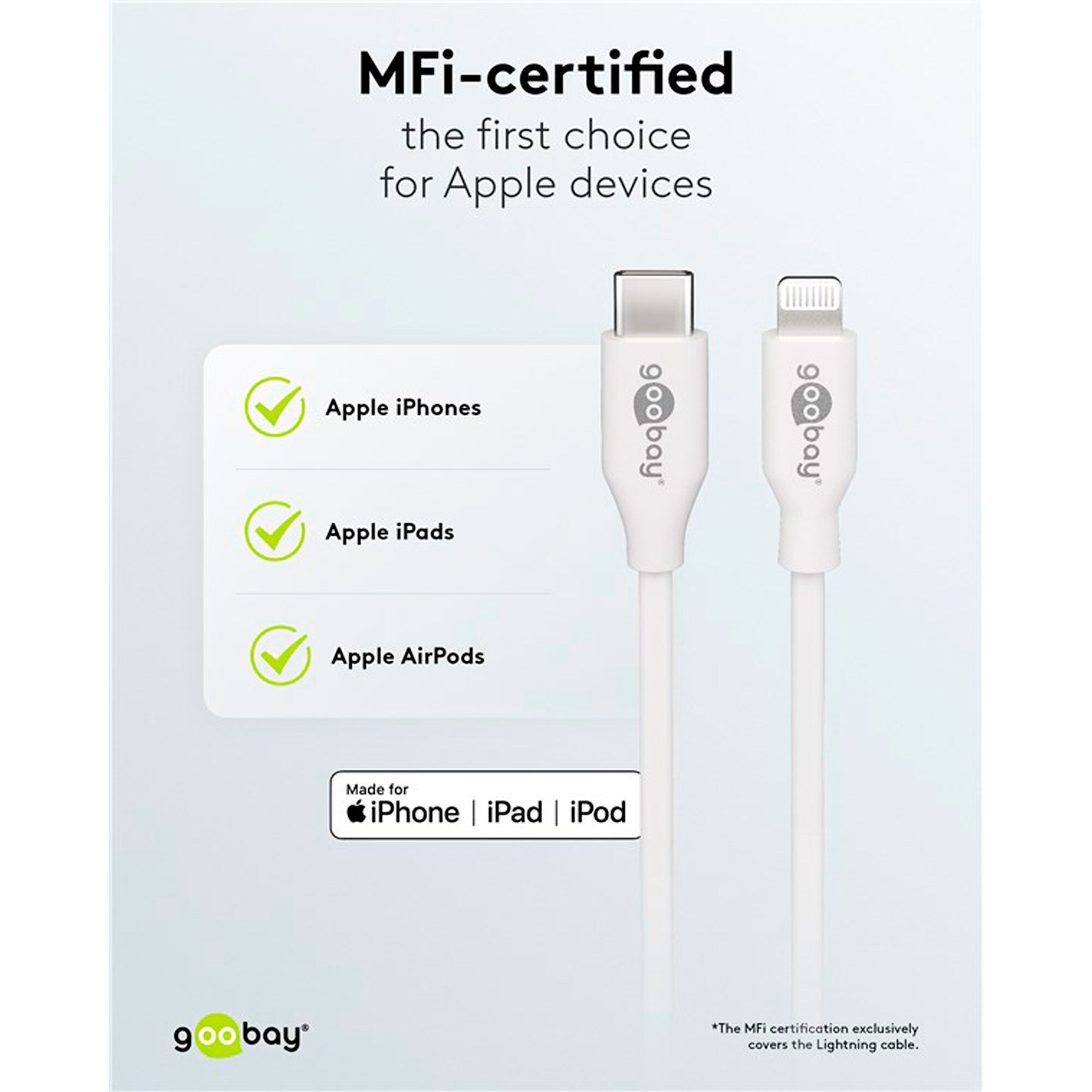 goobay Ladegerät Apple Lightning / USB-C PD-Ladeset nano 20 Watt