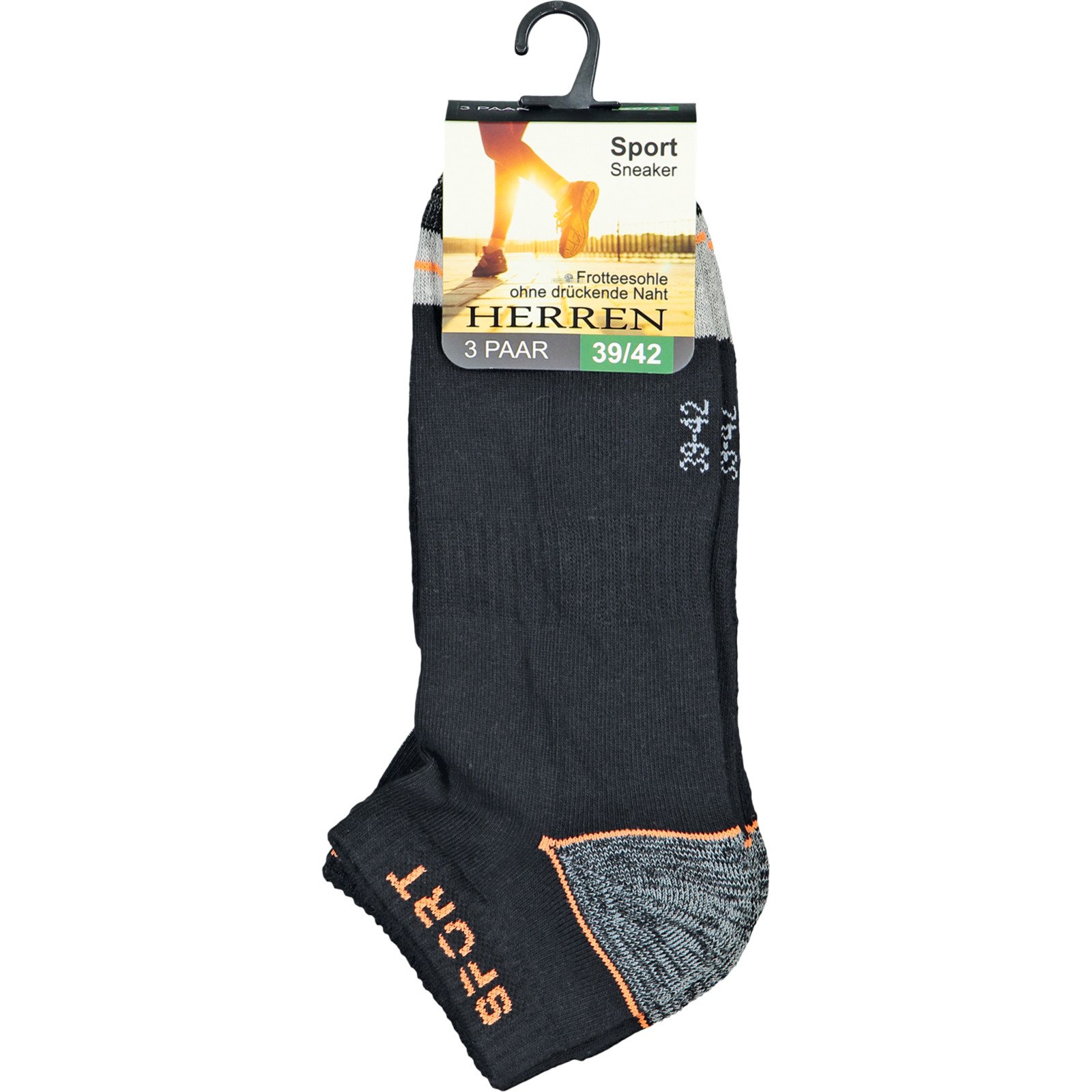 Herren-Sport-Sneakersocken, 3 Paar