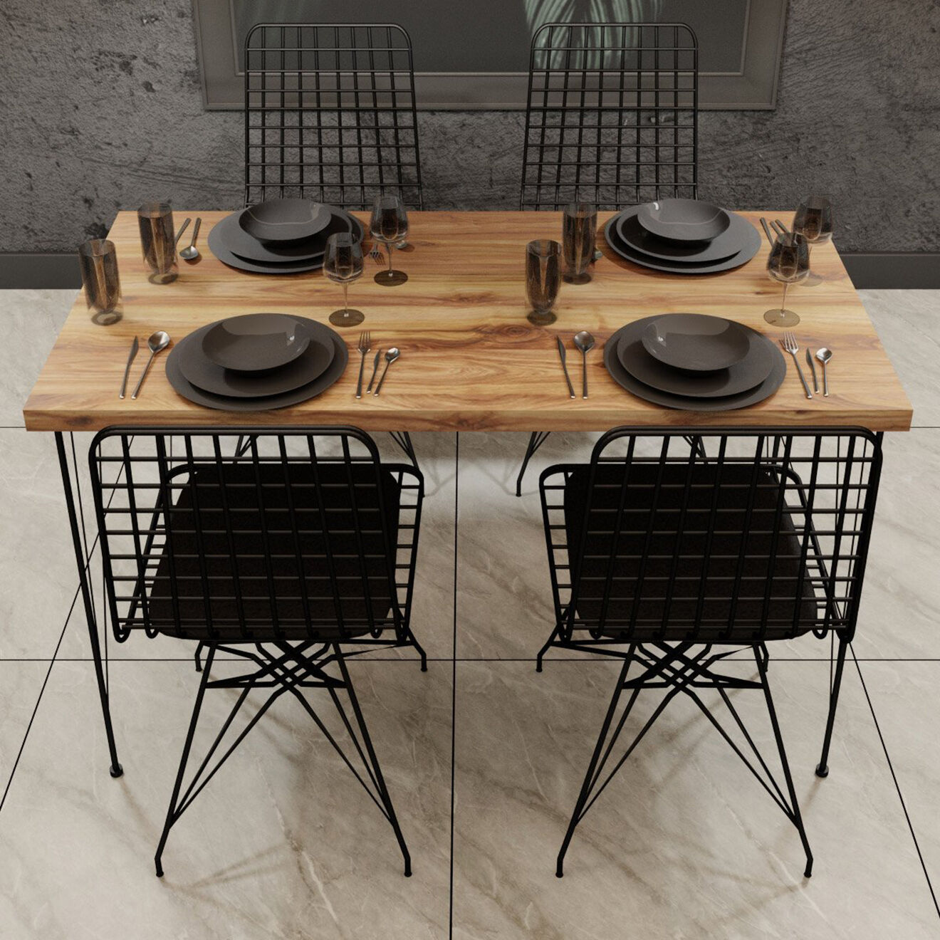 Homitis 4 Chaises Tel noires - 41x83x41 cm