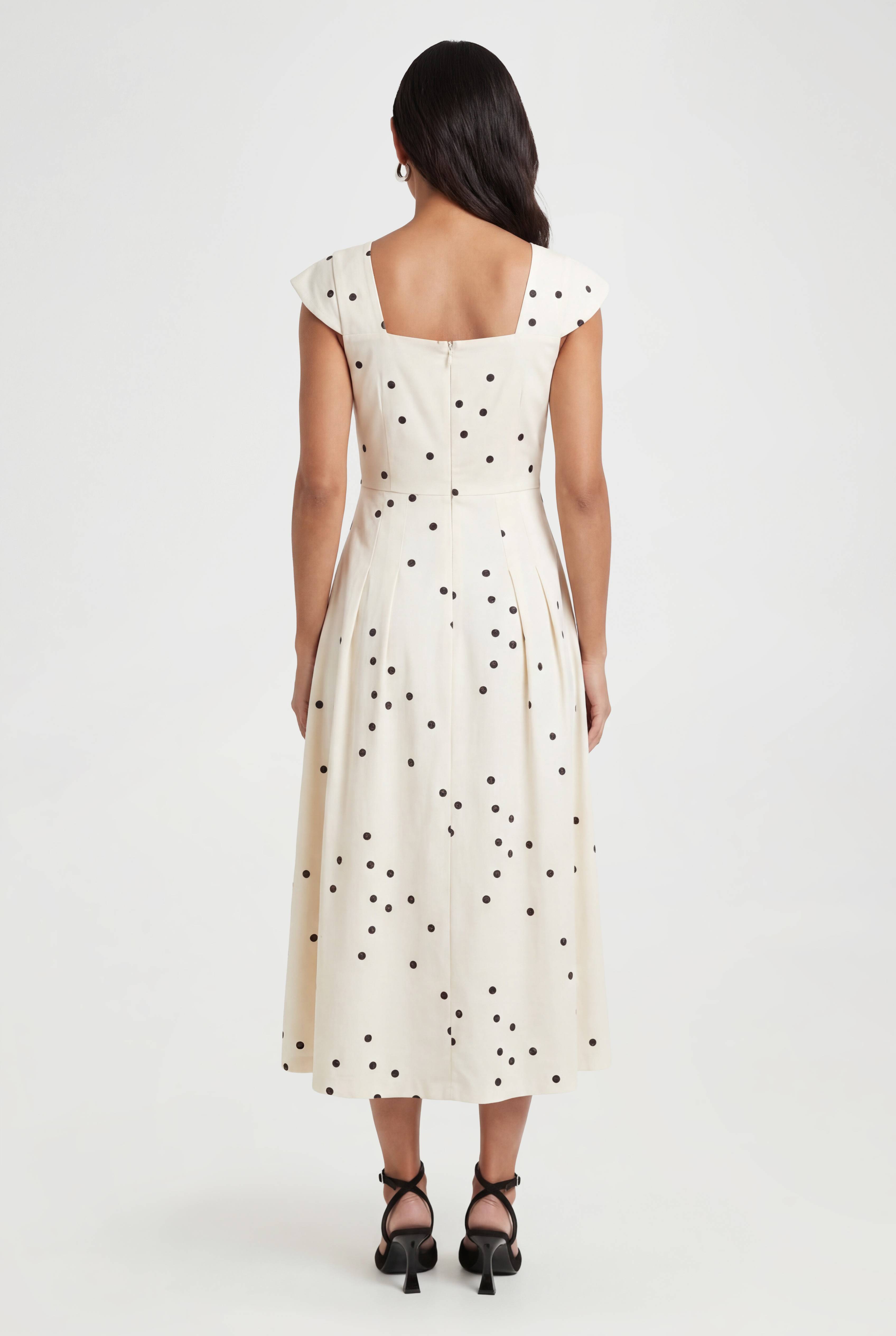 Wallis Robe Midi En Twill Ottoman À Pois