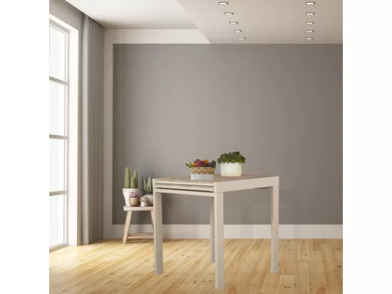 Table de bar de cuisine 70x70 extensible jusqu'à 70x140 cm couleur beige mod. SANREMO par Yelloo