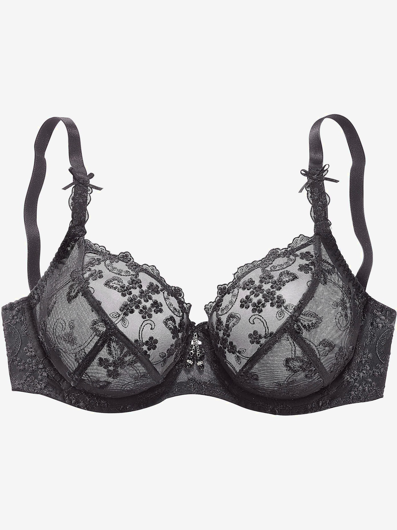 Soutien-gorge à armatures en dentelle brodée transparente