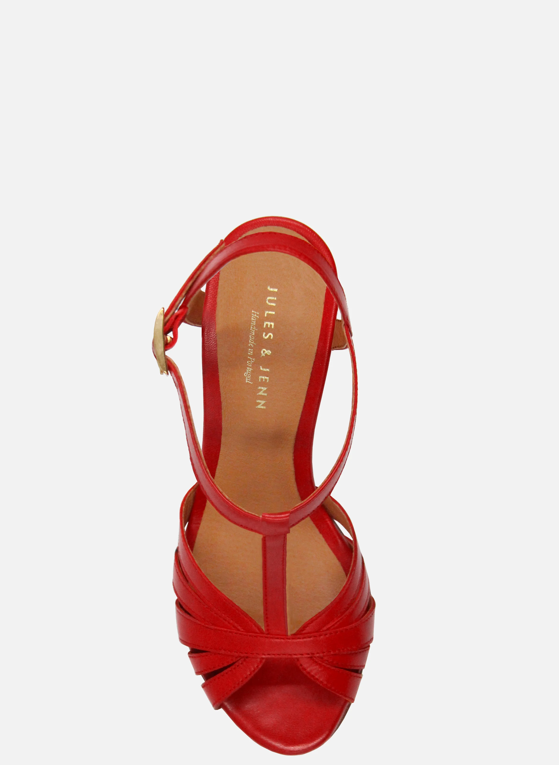 Sandales talon brides cuir lisse | Rouge